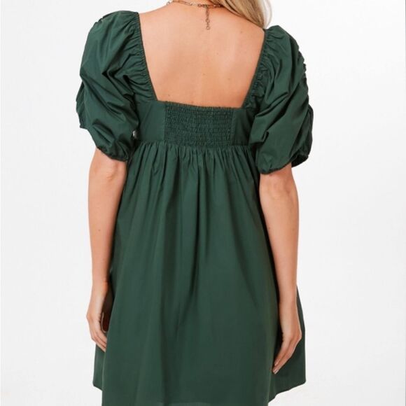 NWT Tuckernuck Emerald Puff Sleeve Sasha Mini Dress - Picture 2 of 9